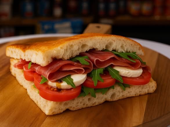 Mortadella & Bocconcini (Buonissimo) sandwich on Focabari bread