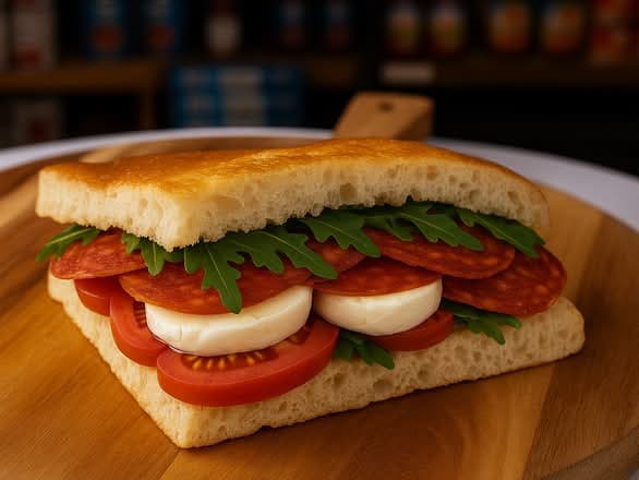 Vegetarian (Caprese) sandwich on Focabari bread