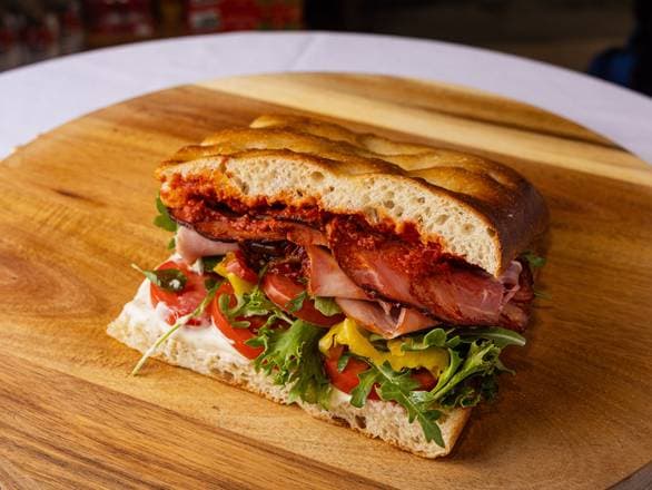 Calabrese Salami (Inferno) sandwich on Focabari bread