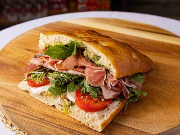 Ham & Prosciutto (Suprima) sandwich on Focabari bread